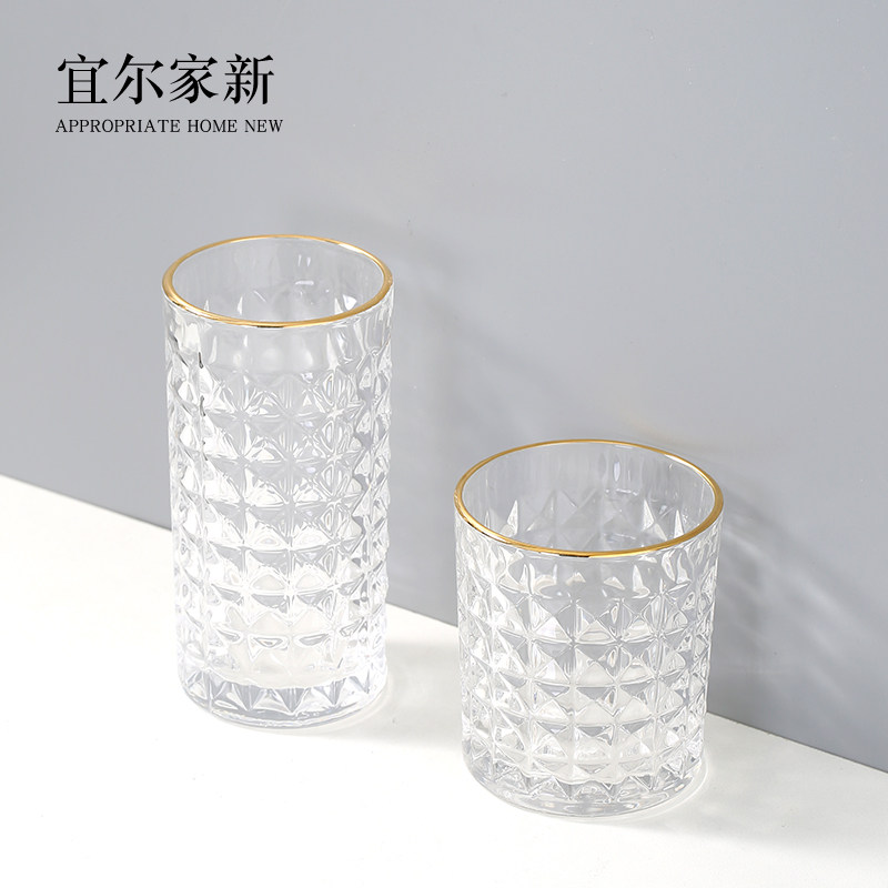 Glass cup Tea Water Cup Milk Juice Milk Tea Cup Spirits Glasses Beer Whisky Cup Transparent Thickened heat resistant