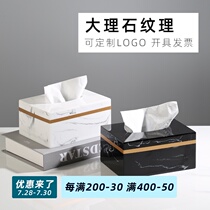 Tissue box Living room light luxury household coffee table Nordic creative napkin pumping box Hotel Marble texture pumping box