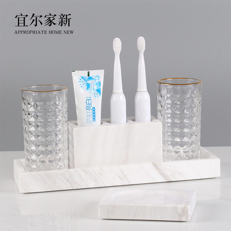 Marble Nordic bathroom five-piece set electric toothbrush holder toilet hotel bathroom amenities toiletry set light luxury