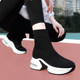 Inner heightening socks women's shoes spring and autumn versatile 2024 new thick soles increased elasticity breathable casual high-top sports shoes