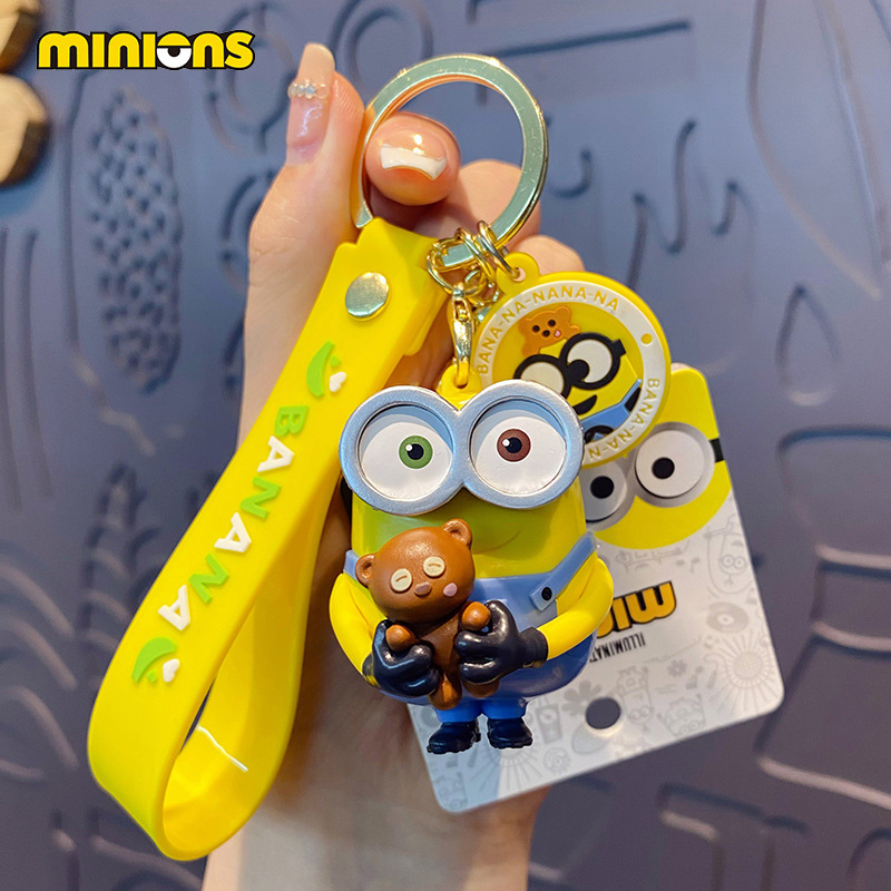 Officially Licensed Minions Keychain, Big-Eyed Cute Car Keychain, Bob Tim Bag Pendant, Merchandise Gift
