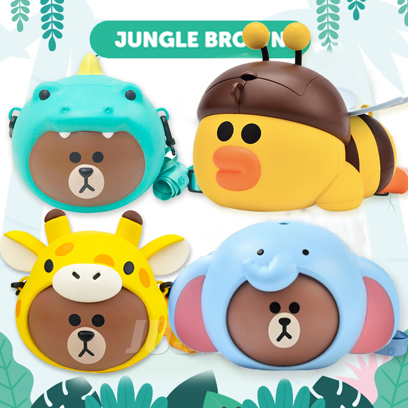 Studios Line Friends Brown Bear Jungle Popcorn Bucket Face Changing Elephant Shape Shoulder Bag Bucket Sally Chicken