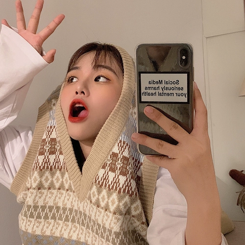 Трикотажный демисезонный жилет без рукавов, свитер для школьников, в корейском стиле, V-образный вырез, популярно в интернете