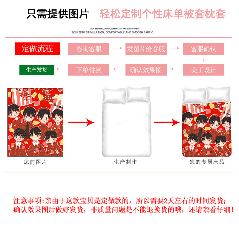 Простыни, Комплекты 来图定制刀剑神域床单被套亚丝娜桐人周边学生宿舍1.2m床上三件套 OTHER