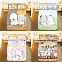 Four cents and eight cents bed sheet quilt cover pillowcase single student sheet cute cartoon wechat expression bag peripheral three-piece set