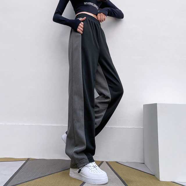 Lan pattern sports pants women's loose beam feet slim running straight all-match fitness wide-leg casual closed-mouth yoga trousers