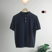 BIGGEZI đen / xanh / xám / cam đỏ sạch khí bình thường áo sơ mi polo mỏng đa năng đan áo polo