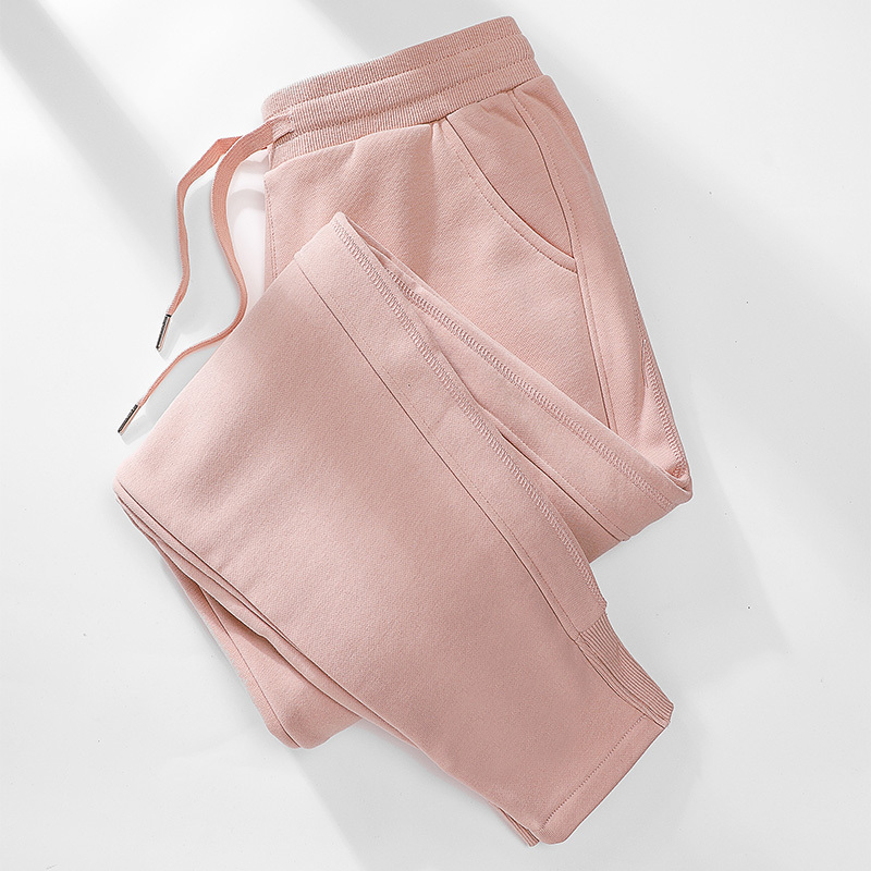 Pink Pants for Women, Autumn and Winter, Fleece-Lined, Slimming, Jogger-Style Sweatpants, 2025 New Model, Thickened Casual Slim-Fit Sweatpants