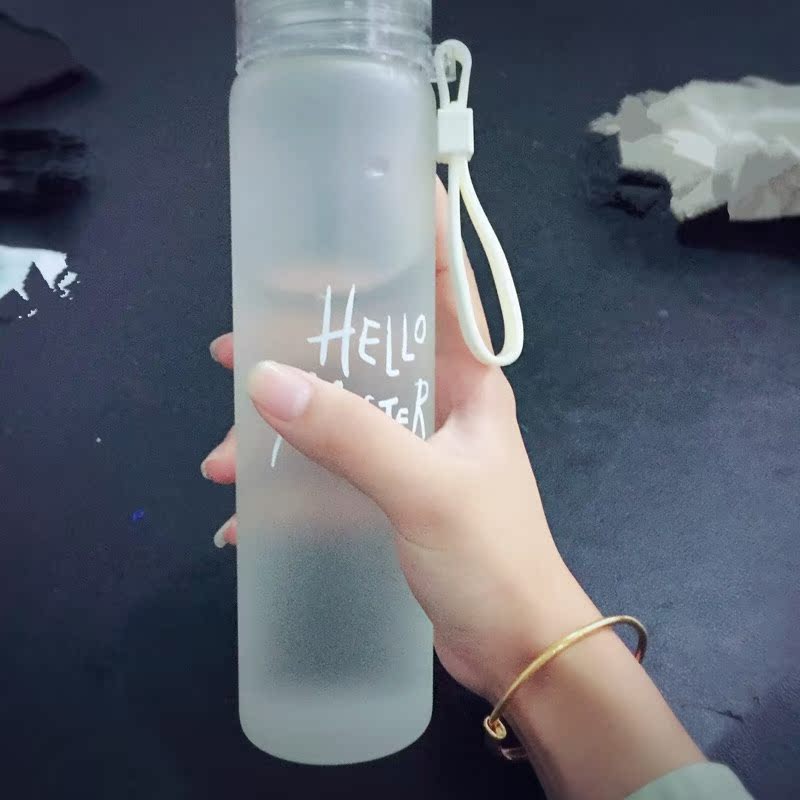 耐热外带变色玻璃杯便携水杯杯 创意柠檬磨砂随身带杯子水瓶