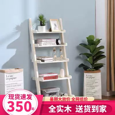 Nordic wood bookshelf home bedroom shelf living room Multi-Layer Display rack simple storage shelf balcony small flower rack