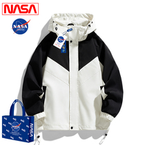 Outlet NASA Spring and Autumn Mens Casual Hooded Jacket Coat Trendy Couple Wear Workwear Loose Jacket