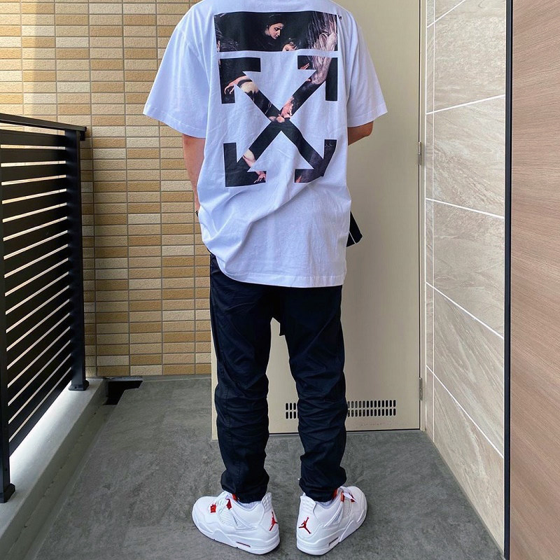 Vicxx produces OW style religious angel arrow printing tide brand hip hop loose couple round neck short sleeve T-shirt men