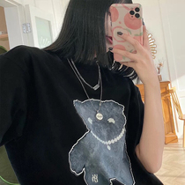 Vicxx produced We11done reflective bear short sleeve Welldone Korean loose Pearl teddy bear T-shirt