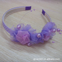 B048B pearls with two small flower heads buttoned with 12 hair ornaments hairpin hoop Yiwu RMBtwo ornaments