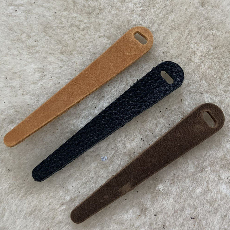 Pull head pull piece leather handle zipper accessories pull head block cowhide zipper key lock head layer cowhide leather handle