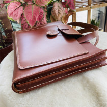 Head Layer Cow Leather Notebook Computer Bag Pure Real Cow Leather Leather Material Handmade Flat Pad Briefcase Paper Bag Bag