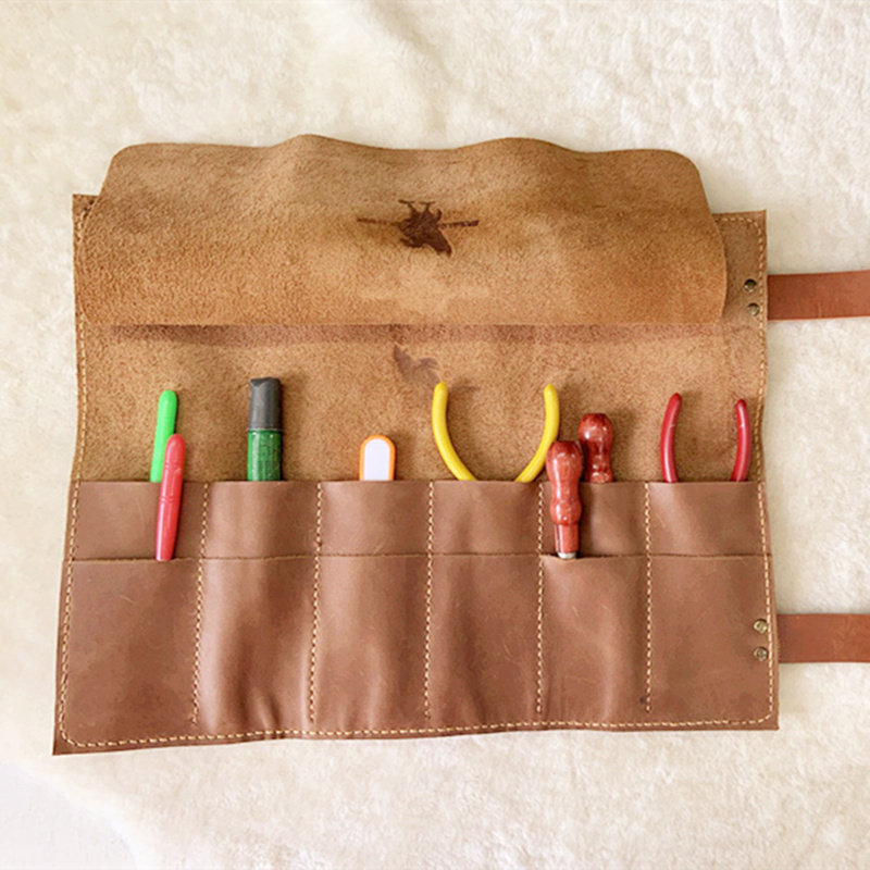 Genuine Leather Kit Intake Bag Handmade Diy Head Layer Cow Leather Leather Leather Material Sewing Custom Kit Scissors Wrap Haircut