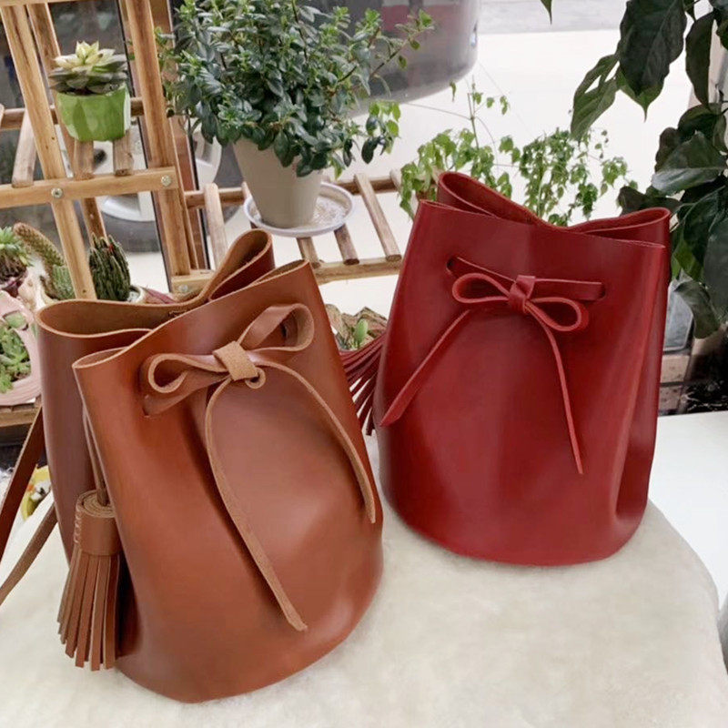 Handmade leather furniture barrel leather bag bag manual diy bucket bag bag bag bag bag bag cow leather material