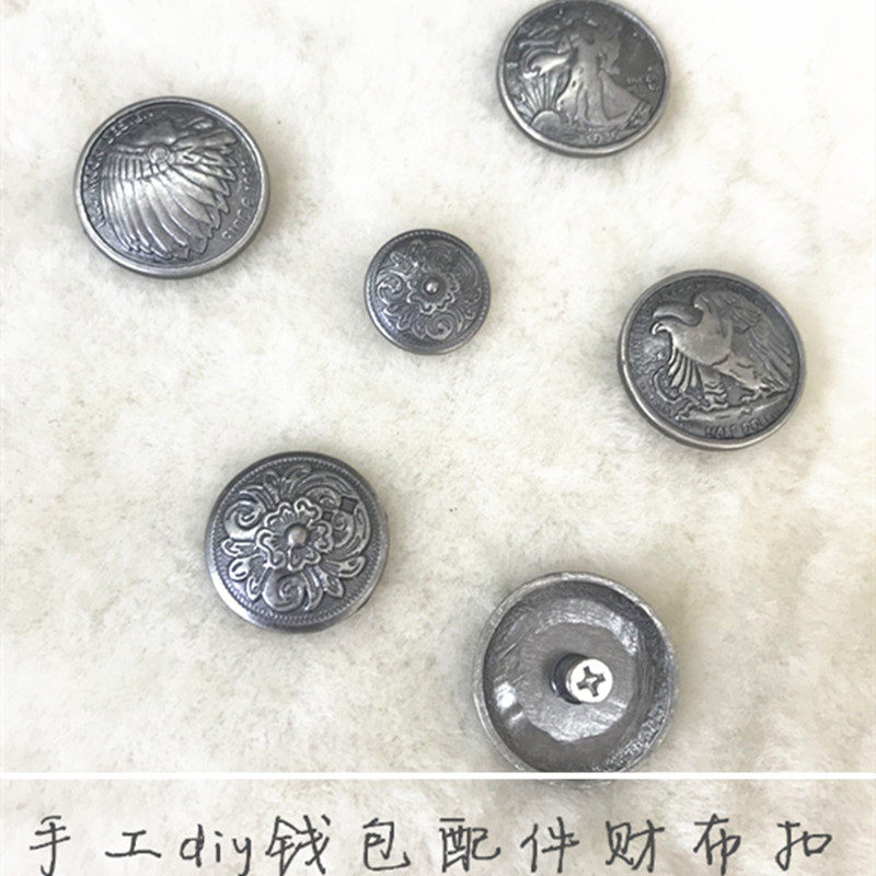 Silver plated financial cloth Buttoned Tannic Leather Leather Silver Buttoned Indian Dongrass Screw Buckle Wallet to decorate