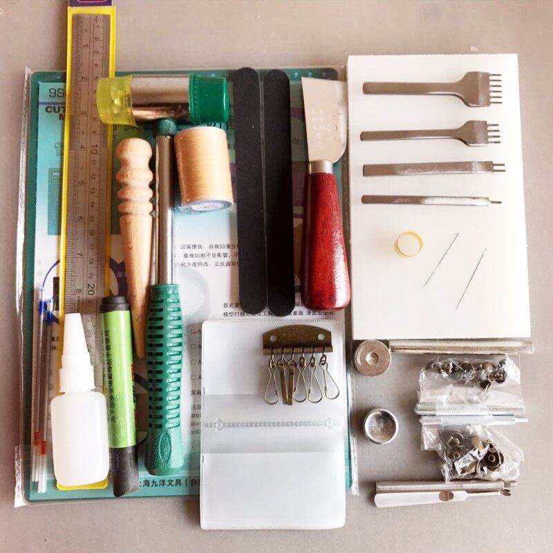 Handmade diy leather sewing kit leather toilet toolkit leather toolkit leather tool diy tool