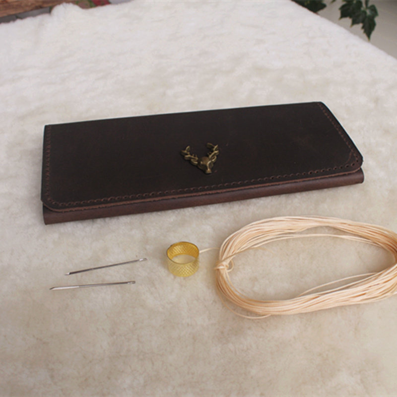 Simple Retro Long Version Wallet Leather Furniture Diy Material Baotou Layer Cow Leather Genuine Leather Goods Semi-finished money clip Handmaid for women