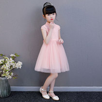 Girl dress summer foreign gauze dress childrens skirt middle child princess dress Tang dress little girl Summer cheongsam