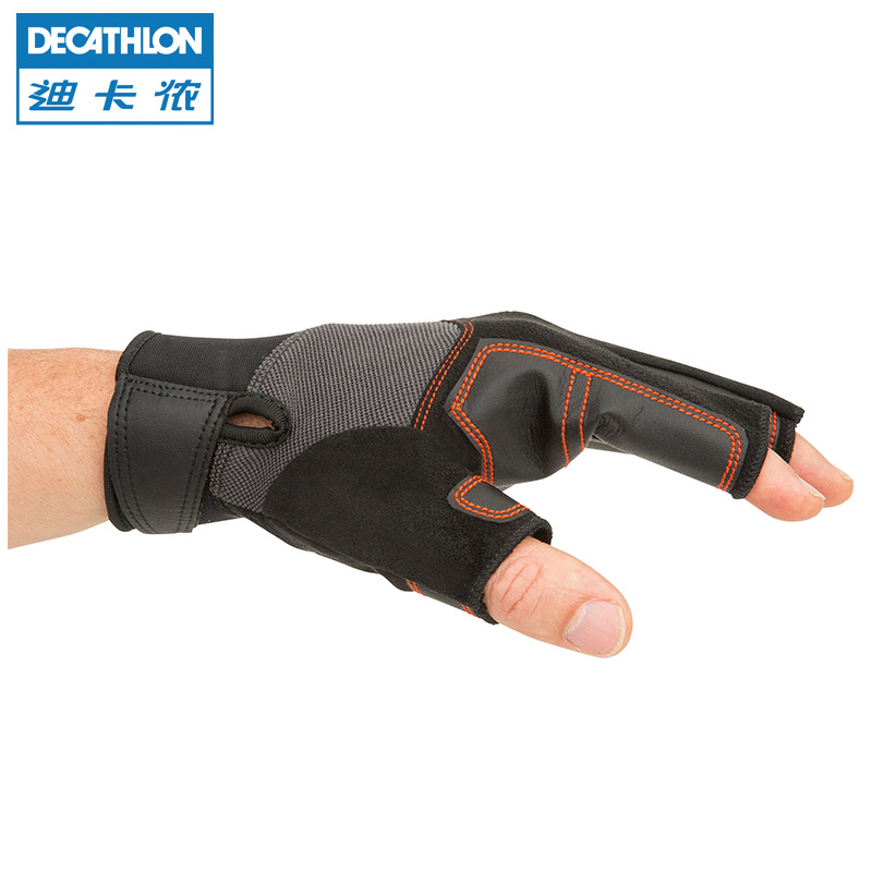 Decathlon non-slip chịu mài mòn nửa ngón tay găng tay dành cho người lớn găng tay buồm nautical găng tay TRIBORD-B găng tay y tế vglove