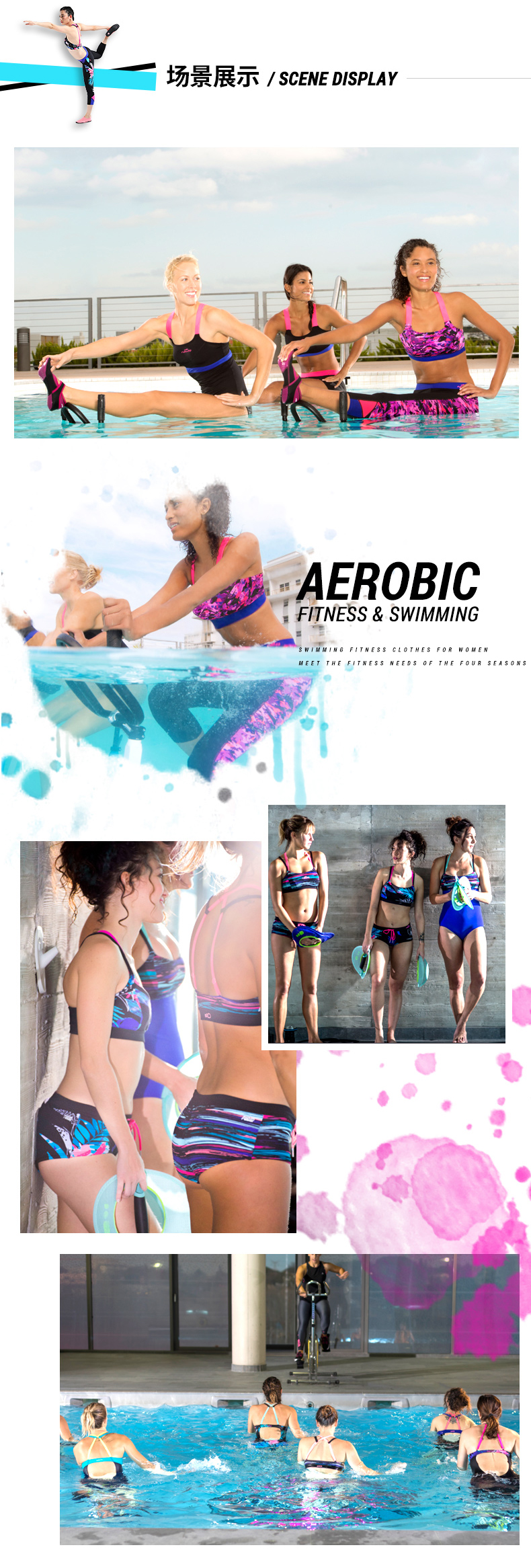 Decathlon đồ bơi chia phụ nữ đồ bơi thể dục dưới nước dài tay chống clo tắm phù hợp với NAB E đồ bơi 2 mảnh bé gái