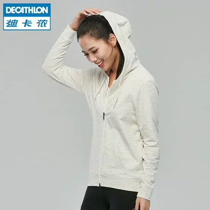 Áo khoác thể thao Decathlon nữ mùa xuân lỏng lẻo quần áo thể dục cotton trùm đầu áo len thể thao áo len GYPW - Thể thao lông cừu / jumper