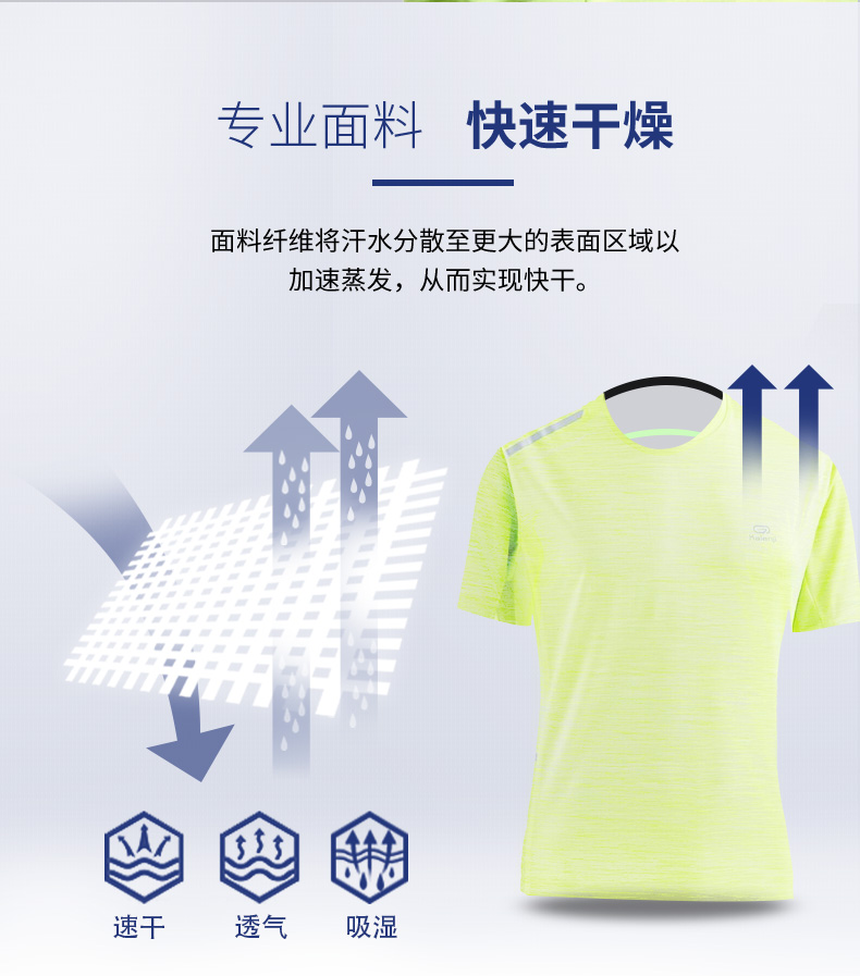 Decathlon thể thao ngắn tay nam mùa hè nhanh chóng làm khô T-Shirt thở giản dị tập thể dục lỏng giải phóng mặt bằng chạy nửa tay áo CHẠY U áo thun thể thao