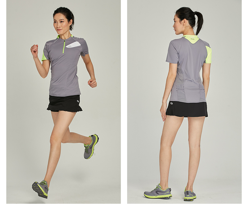 Áo thun thể thao Decathlon nữ mới ngoài trời chạy bộ thoáng mát áo sơ mi ngắn tay thoáng khí RUN C áo tank top gym nữ