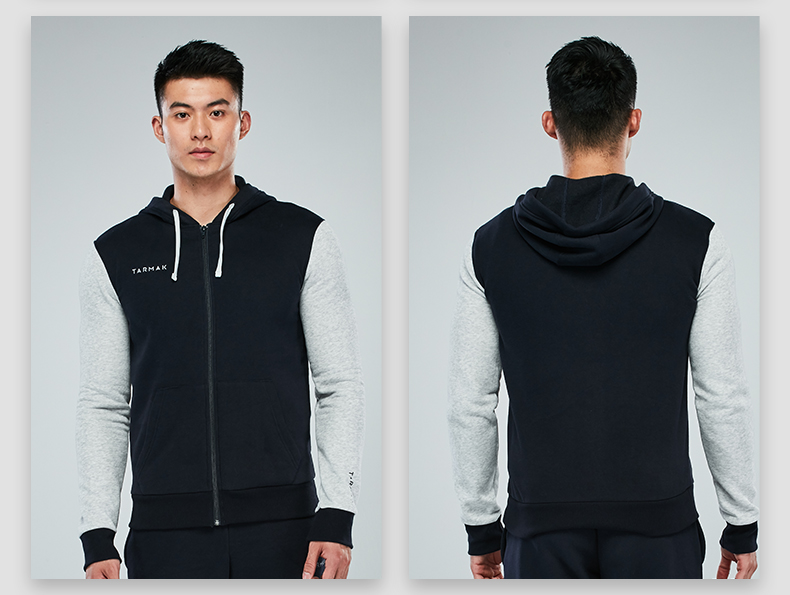 Áo khoác bóng rổ Decathlon nam mùa thu và mùa đông dày lên áo len trùm đầu giản dị áo len cardigan TARMAK - Thể thao lông cừu / jumper áo thun tay dài nam