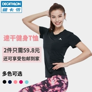 Decathlon T-shirt thể thao của phụ nữ nhanh chóng làm khô quần áo tập luyện áo khoác mỏng cổ tròn trong nhà chạy căng ngắn tay áo FIC CHÚNG TÔI