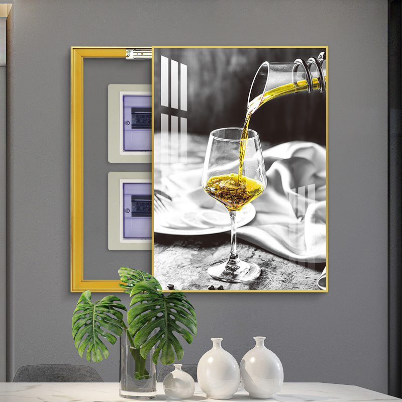 Abstract light extravagant vertical version of electric meter box decoration painting Push-and-pull Dining Room distribution box Changing Electric Box Shelter Painting Modern Brief