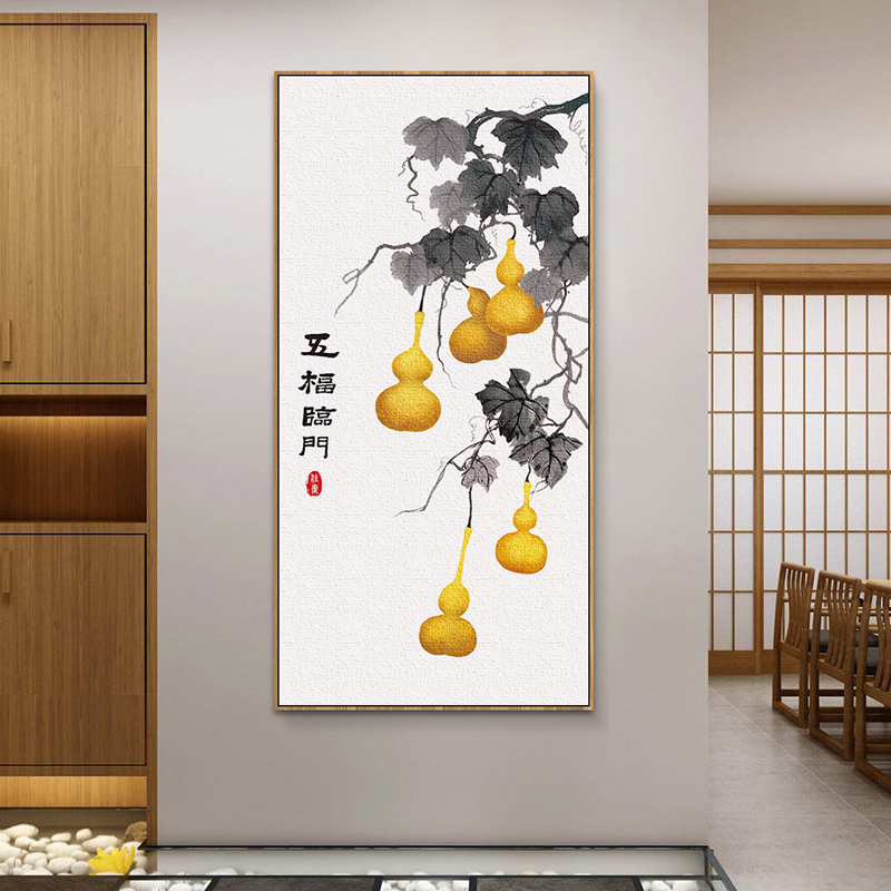 New Chinese Xuanguan Decorative Painting Gate Hall Veranda Ends Fresco vertical version of Chinese Wind Greatly Hung Painting Aisle Gourd Painting
