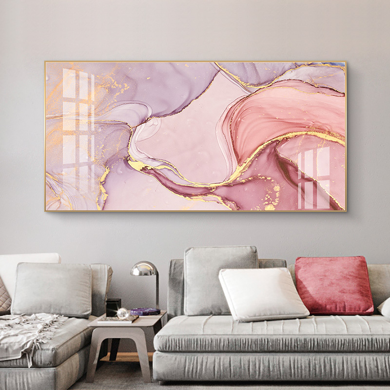 Modern minimalist living room decoration painting horizontal version abstract sofa background wall hanging painting bedroom Jane beauty light lavish art wall painting