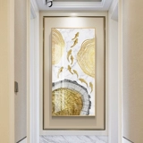 Картина прихожей, вертикальная версия, украшение прохода, фреска гостиной, подвесная картина, светлая роскошная картина с девятью рыбами, настенная живопись, хрустальная фарфоровая живопись, картина для коридора