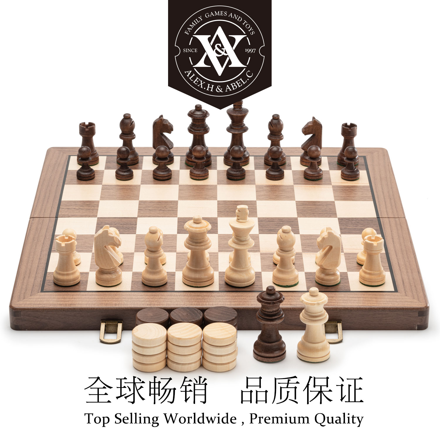 Export Europe and the United States high-grade solid wood chess SOLID wood chess children's folding chess box WOODEN CHESS