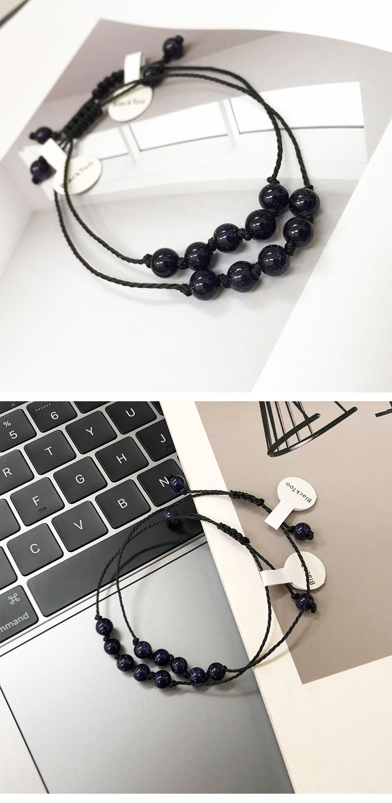 BlackToo / Blue Sandstone Thiết kế đơn giản Vòng đeo tay bện Dây đeo tay Vòng chân Chuyển quà tặng vòng tay cartier