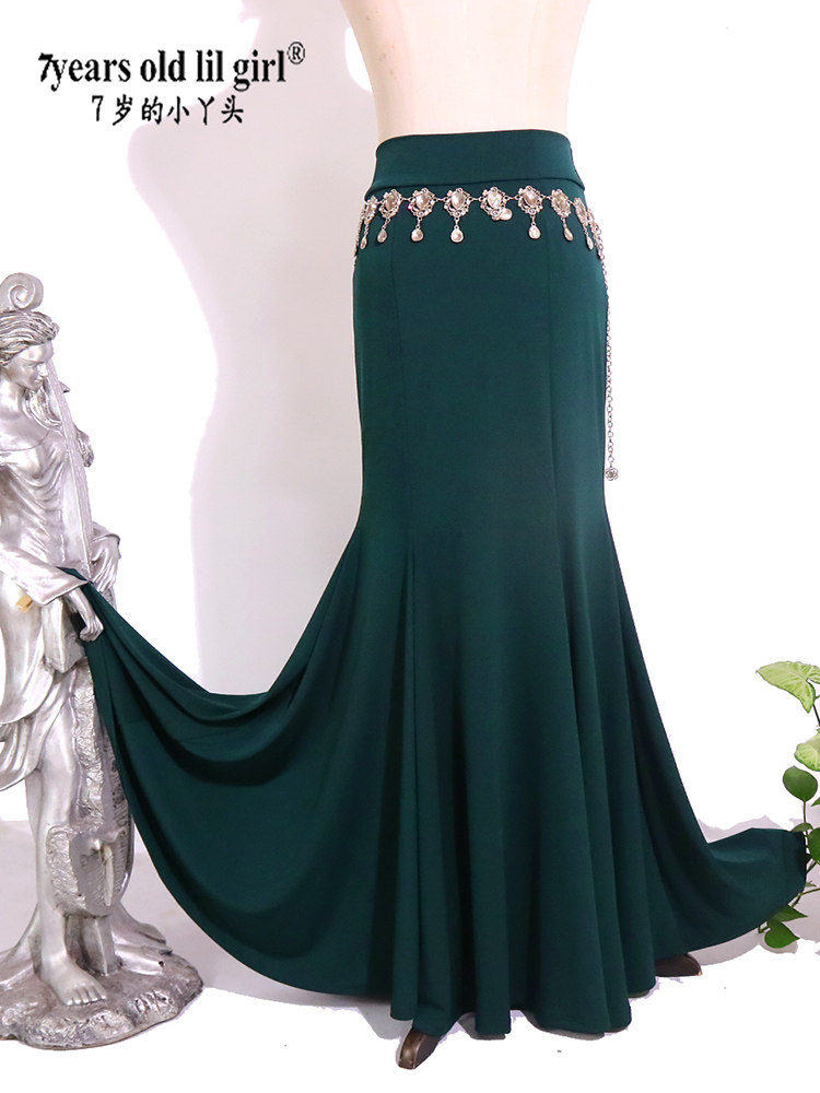 Flamengo Belly Leather Dancing Long Dress 2023 Autumn Winter New Norwegian Hemp Inserts Bag Hip Skirt EVV108-Taobao