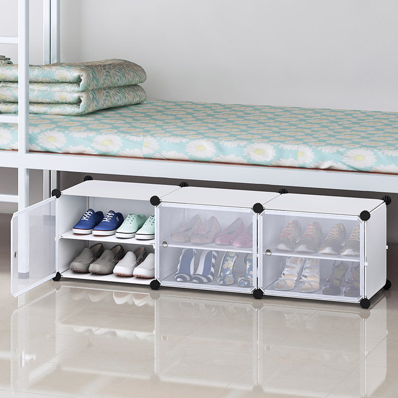 Simple dust-proof shoe cabinet college student dormitory storage artifact mini bunk bed bottom desk under the plastic small shoe shelf