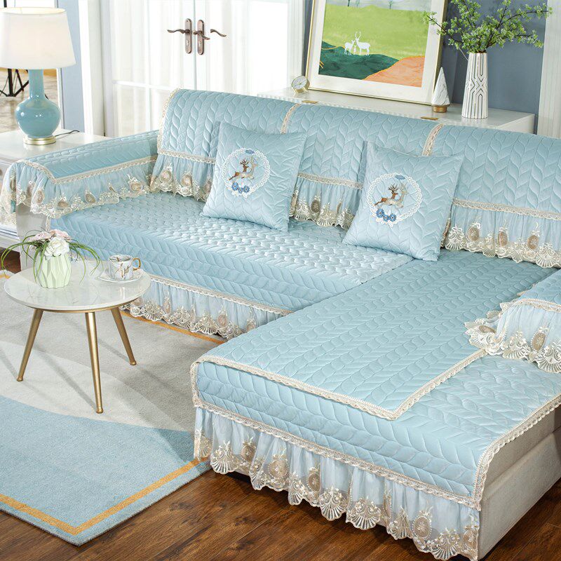 European high-end winter sofa cushion plush thickness and anti-slip pure crystal fluff sofa cover for Guifei