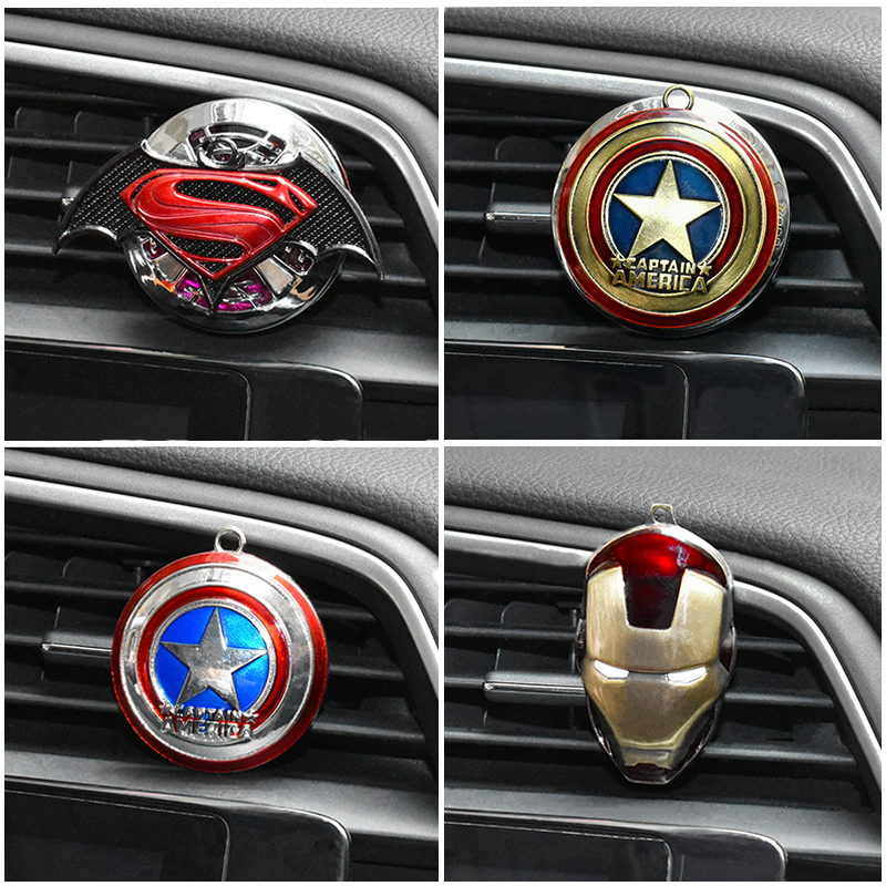 Steel Man United States Captain Batman Superman Vehicular Air Conditioning Air Outlet Fragrant clip metal car opening decoration