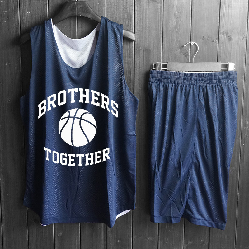 Double-sided basketball suit men's summer team uniform loose sports game DIY two-sided basketball jersey custom printed