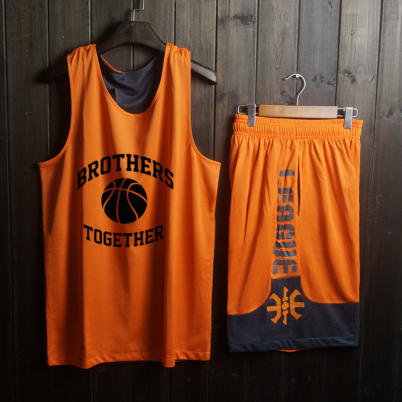 Double-sided basketball suit suit men's custom game training sports uniform loose breathable two sides wear basketball clothes printed on both sides
