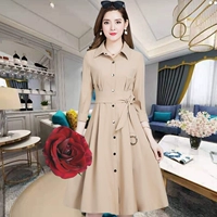 Áo gió nữ chất lượng tốt phần dài 2019 áo khoác mới cho nữ khí chất giảm béo 8033 # - Trench Coat áo parka nữ