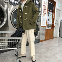  Off-code 50% off homemade autumn and winter thickened Japanese retro loose casual medium-long horn buckle jacket top men