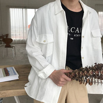  Off-code 50% off homemade #Spring and summer loose casual retro literary cotton and linen youth long-sleeved shirt men