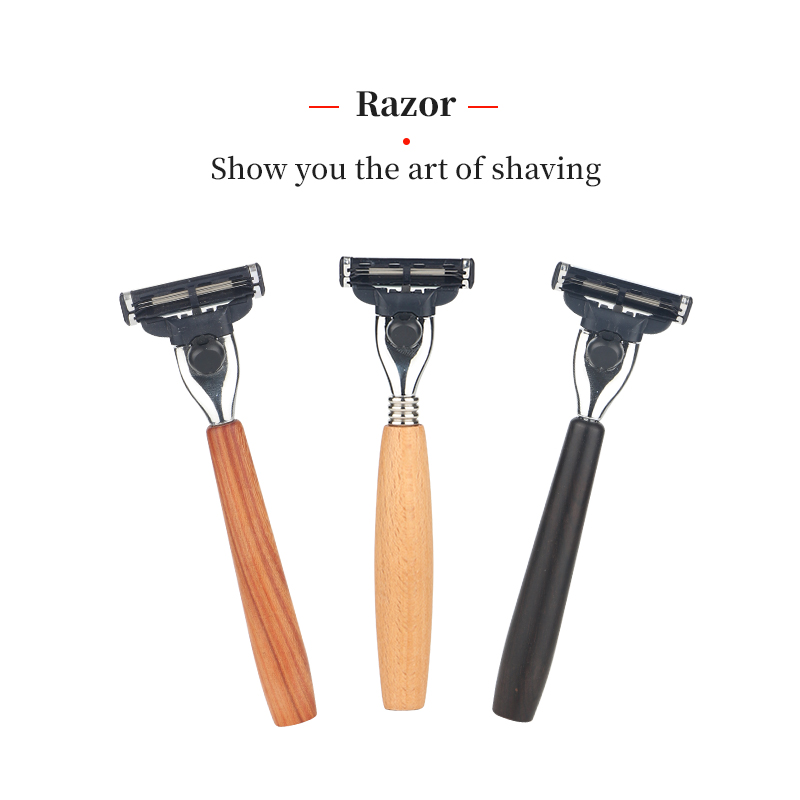 High-grade German quality beech blood wood men's manual shaving razor three-layer solid wood razor scraper gift