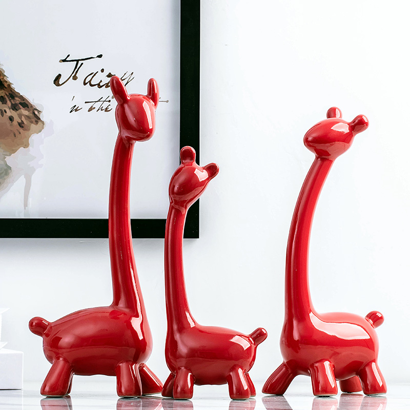 Modern ceramic home wedding decorations living room TV cabinet wine cabinet ornaments wedding ceramic crafts three deer